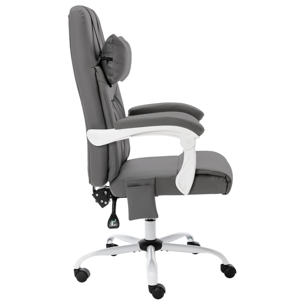 vidaXL Masažinė biuro kėdė, pilkos spalvos, dirbtinė oda