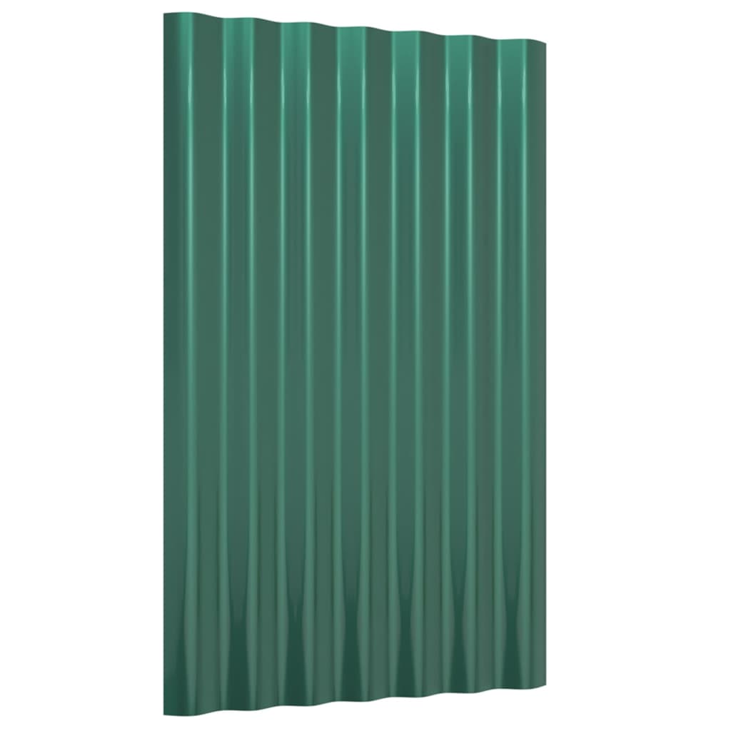 vidaXL Stogo plokštės, 36vnt., žalios, 60x36cm, plienas