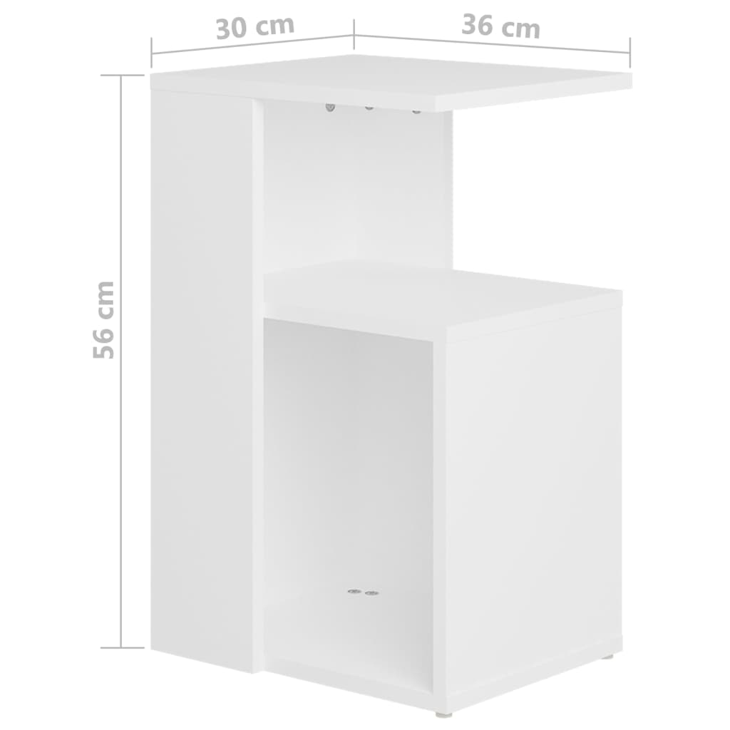 vidaXL Šoninis staliukas, baltos spalvos, 36x30x56cm, MDP