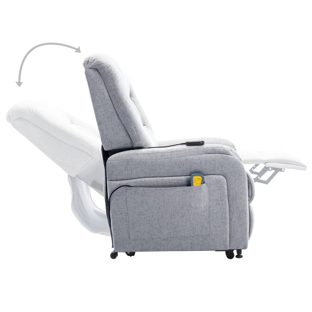 vidaXL Elektrinis atlošiamas masažinis TV krėslas, pilkas, audinys