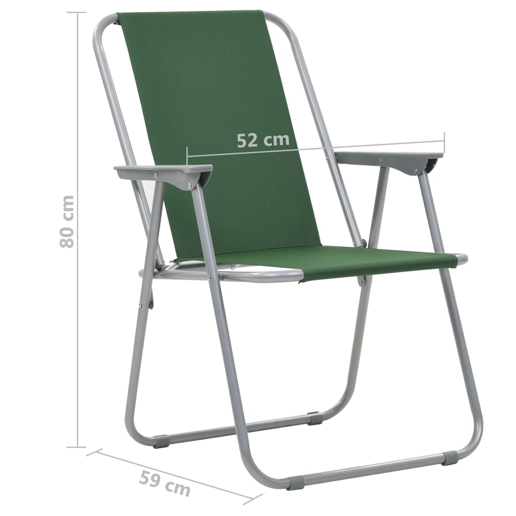 vidaXL Sulankstomos stovyklavimo kėdės, 2vnt., 52x59x80cm, žalios