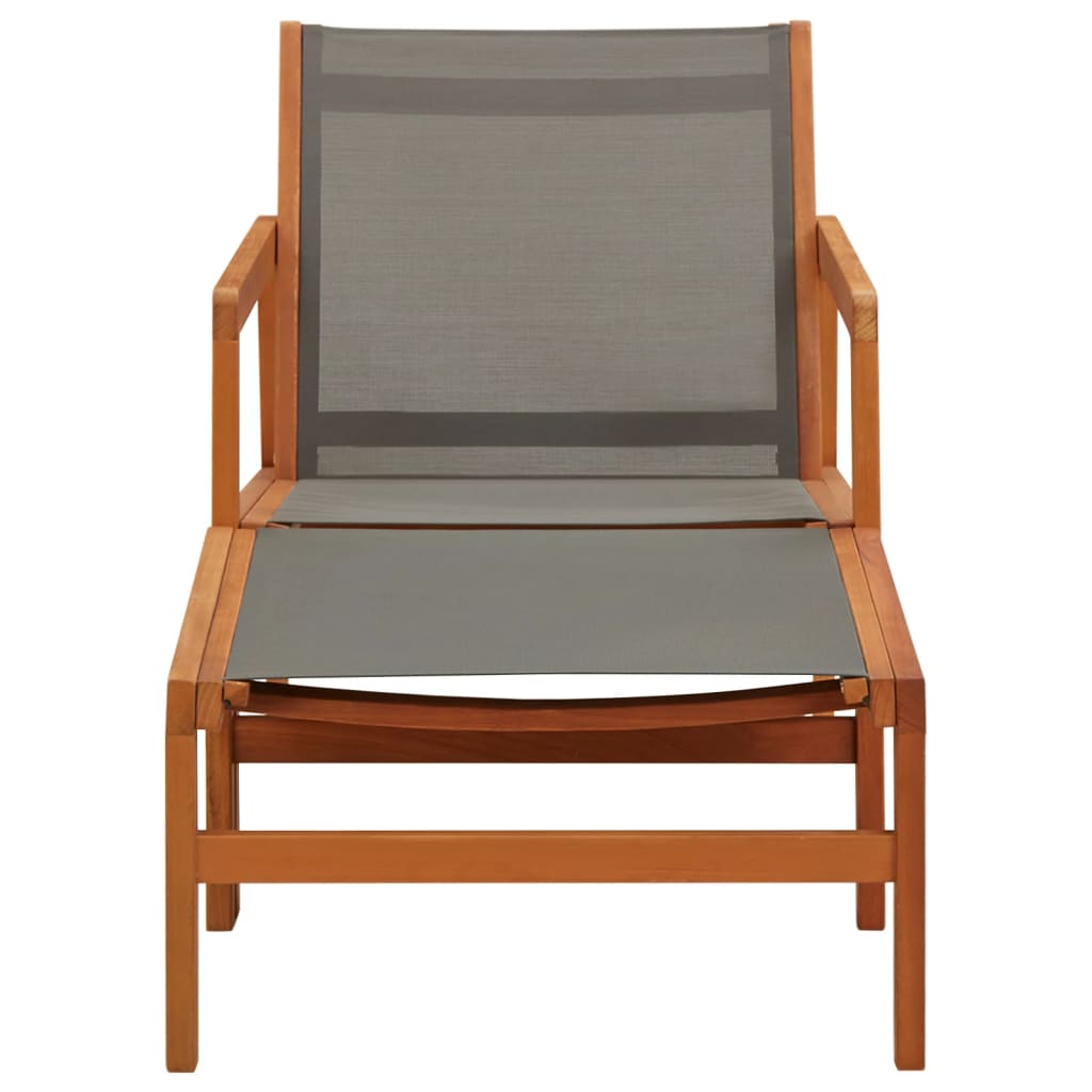 vidaXL Sodo kėdė su pakoja, pilka, eukalipto masyvas ir tekstilenas