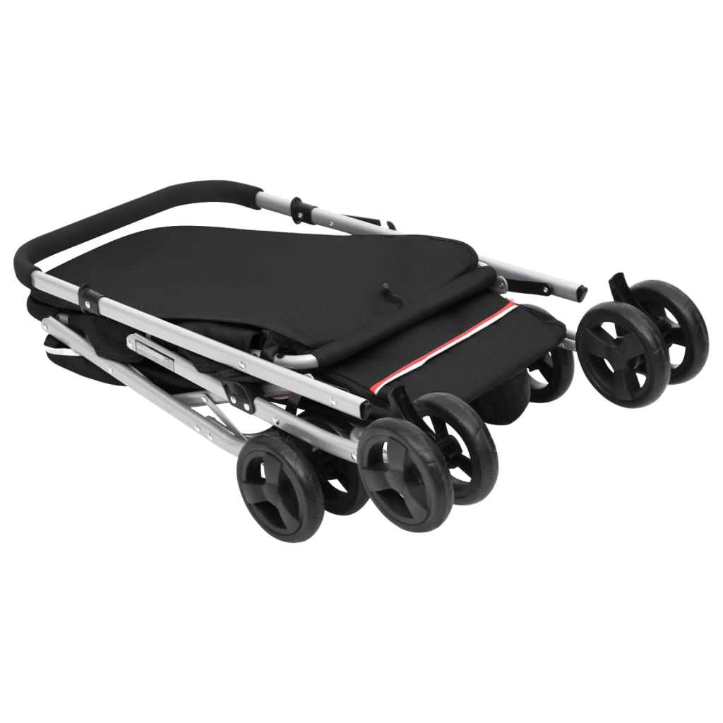 vidaXL Sulankstomas vežimėlis šunims, juodas, 100x49x96cm, audinys