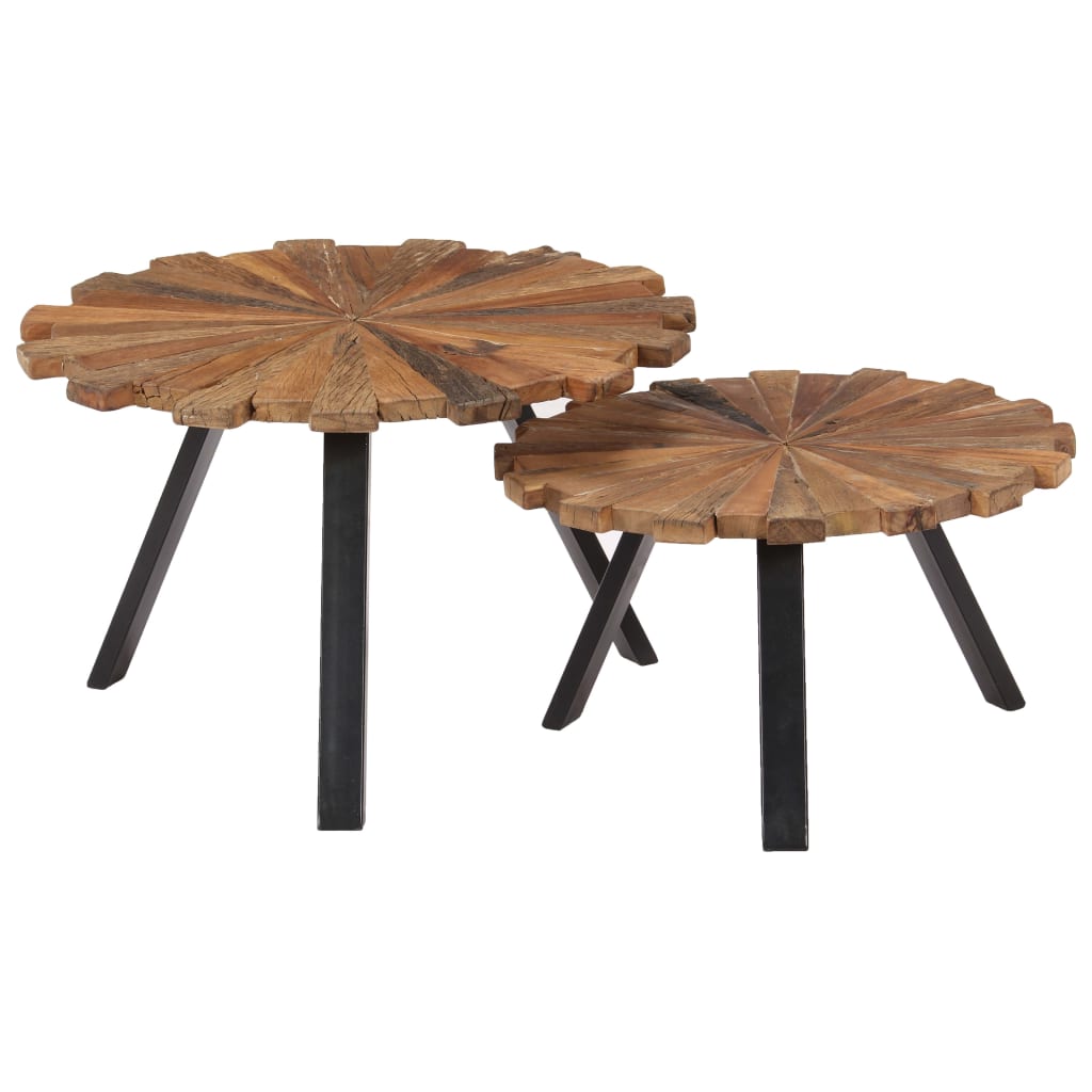 vidaXL Kavos staliukai, 2 vnt., perdirbtos medienos masyvas