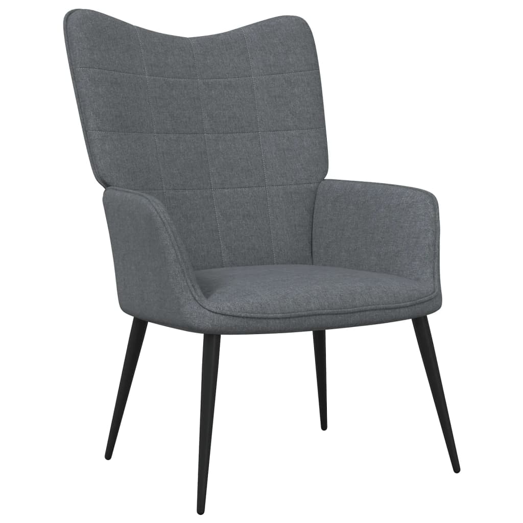 vidaXL Poilsio kėdė su pakoja, tamsiai pilka, audinys