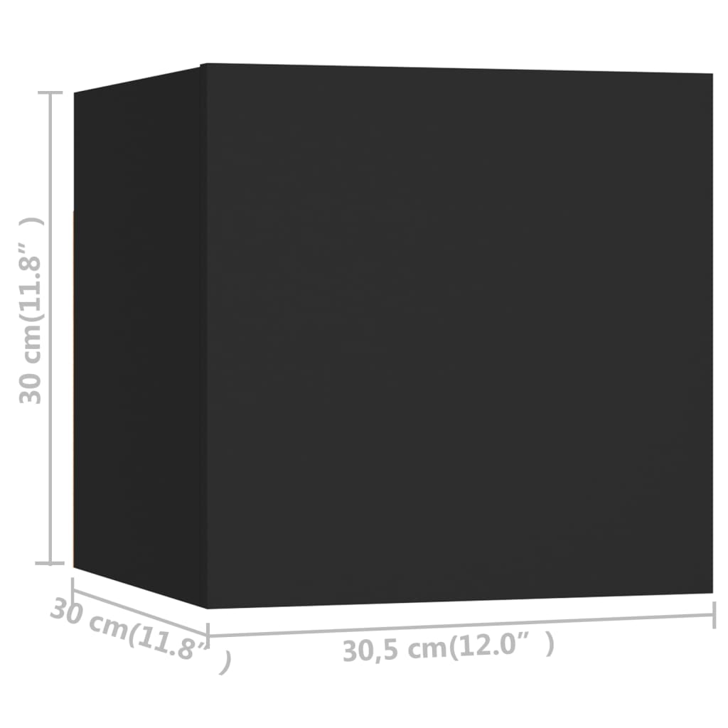vidaXL Sieninės televizoriaus spintelės, 8vnt., juodos, 30,5x30x30cm