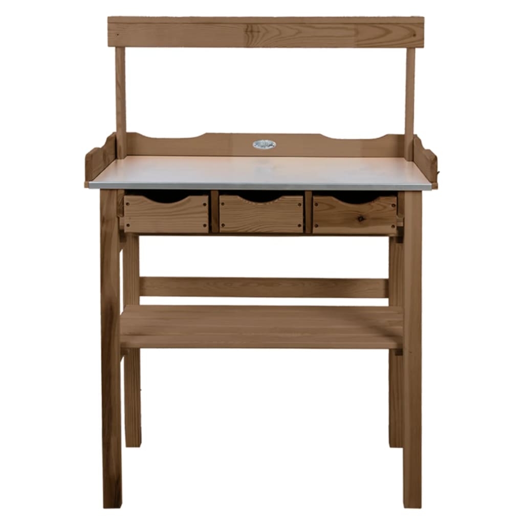 Esschert Design Sodinimo stalas su stalčiais ir stovu, rudos spalvos