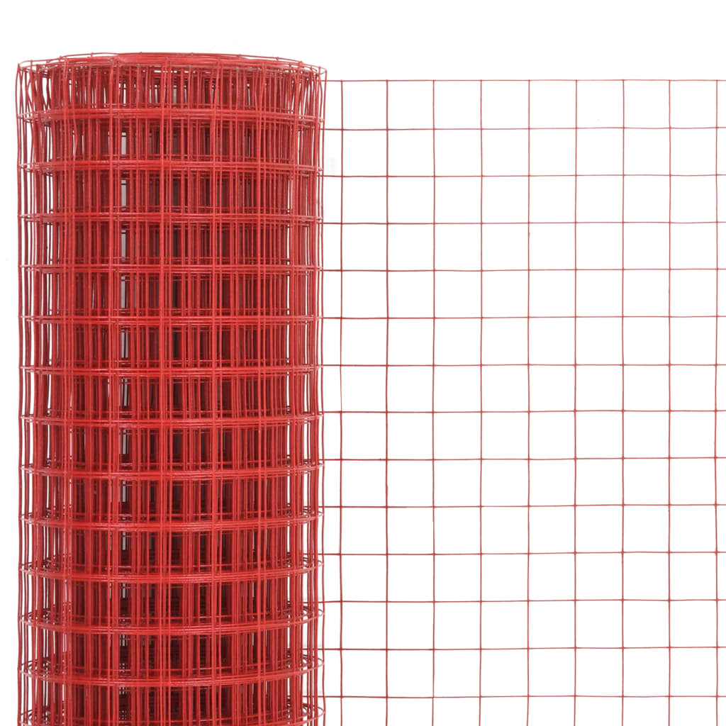 vidaXL Vielos tinklas su PVC danga, raudonas, 10x0,5m