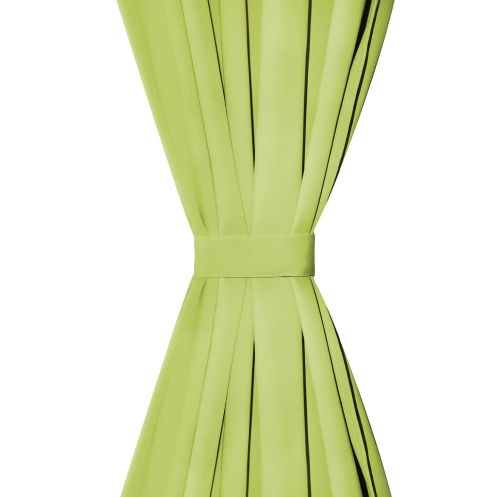 vidaXL Mikro satino užuolaidos su kilpomis, 2 vnt., 140x225 cm, žalios