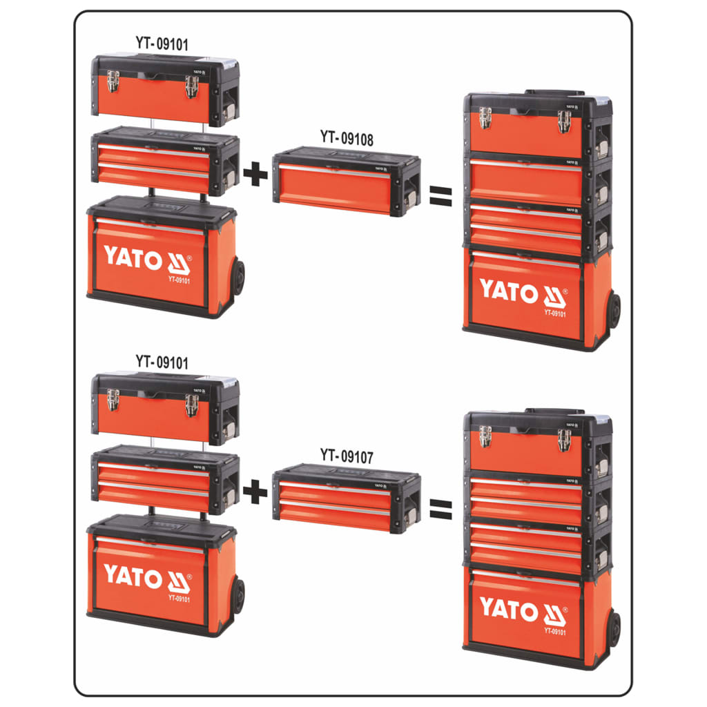 YATO Vežimėlis įrankiams su 3 stalčiais, 52x32x72cm