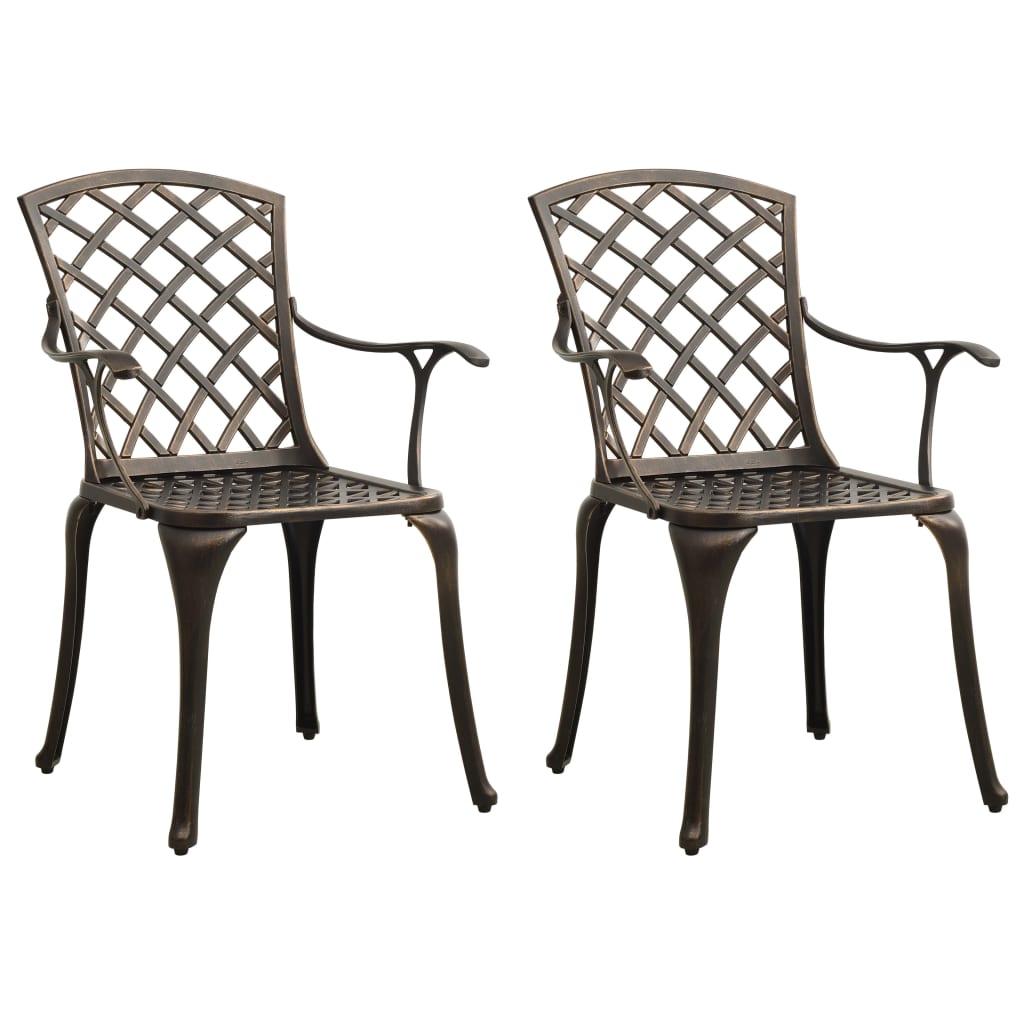 vidaXL Sodo kėdės, 2vnt., bronzinės spalvos, lietas aliuminis