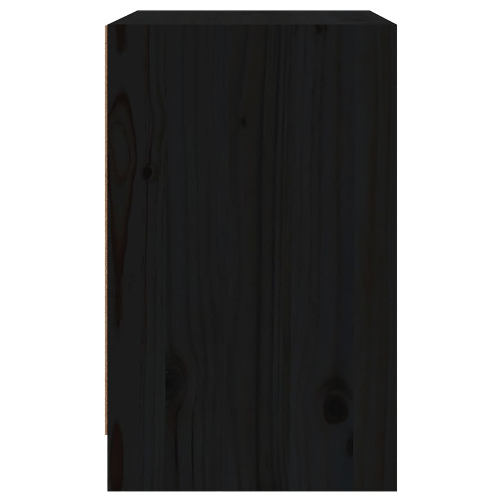 vidaXL Naktinė spintelė, juoda, 40x31x50cm, pušies medienos masyvas