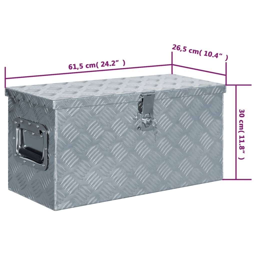 vidaXL Aliuminio dėžė, 61,5x26,5x30cm, sidabrinė