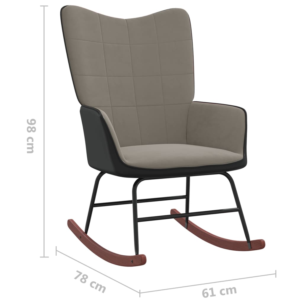 vidaXL Supama kėdė, šviesiai pilkos spalvos, aksomas ir PVC