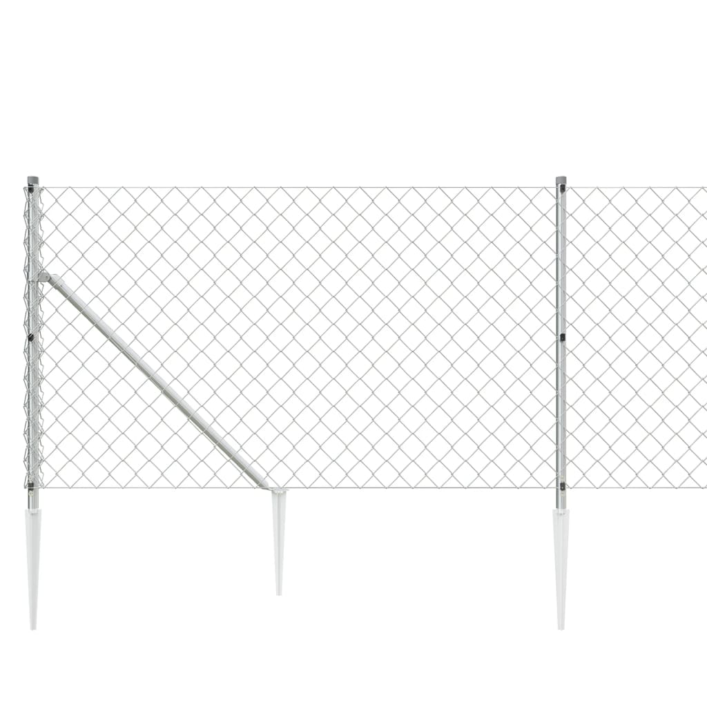 vidaXL Tinklinė tvora su smaigais, sidabrinės spalvos, 0,8x10m