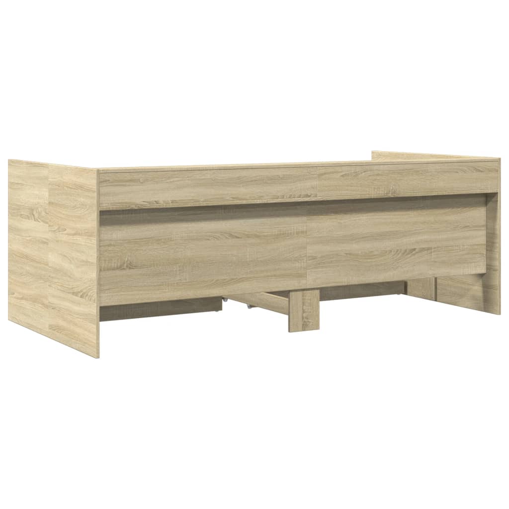 vidaXL Lova su stalčiais, ąžuolo spalvos, 75x190cm, apdirbta mediena