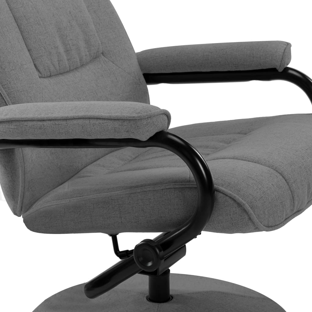 vidaXL Atlošiamas krėslas su pakoja, šviesiai pilkos spalvos, audinys