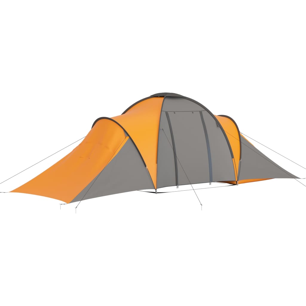 vidaXL Stovyklavimo palapinė, pilkos ir oranžinės spalvos, 6 vietų