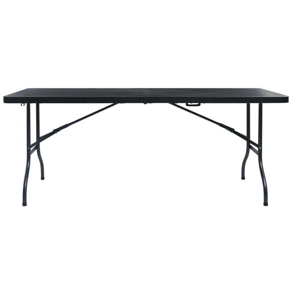 vidaXL Sulankstomas sodo stalas, juodas, 180x75x72cm, HDPE