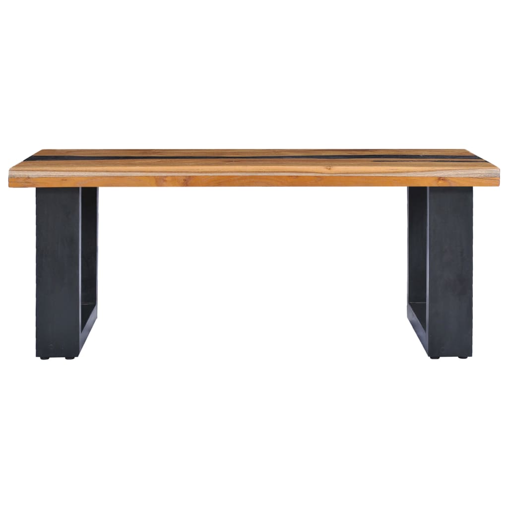 vidaXL Kavos staliukas, 100x50x40 cm, tikmedžio mediena ir sint. derva