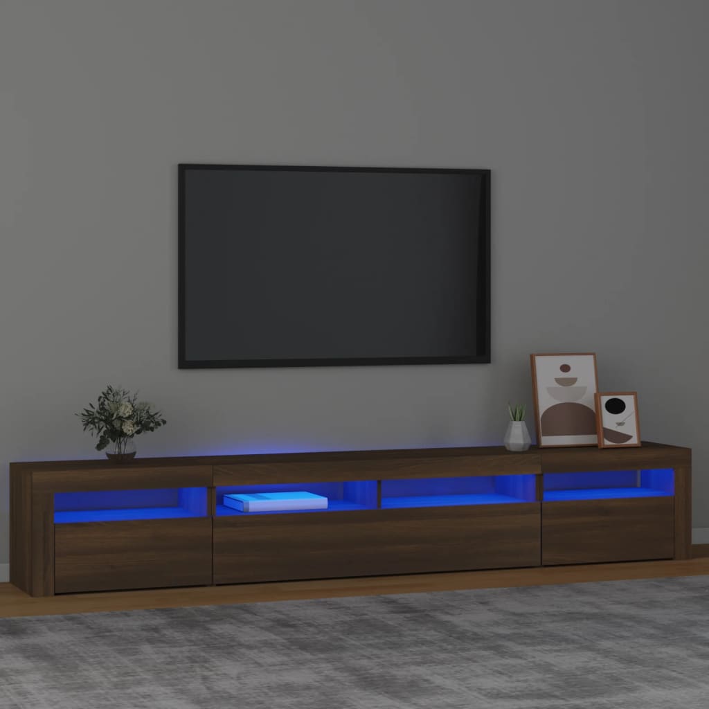 vidaXL Televizoriaus spintelė su LED, ruda ąžuolo, 240x35x40cm
