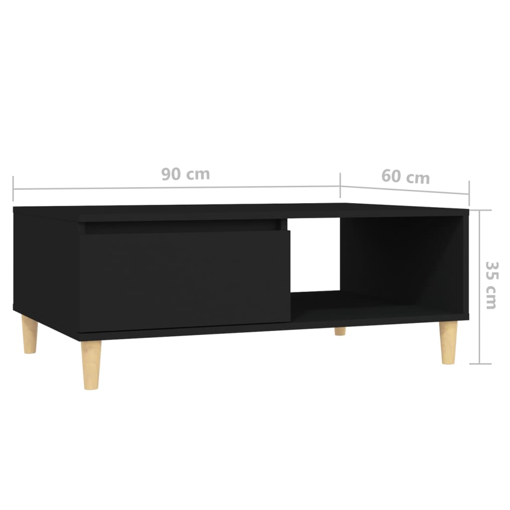 vidaXL Kavos staliukas, juodos spalvos, 90x60x35cm, MDP