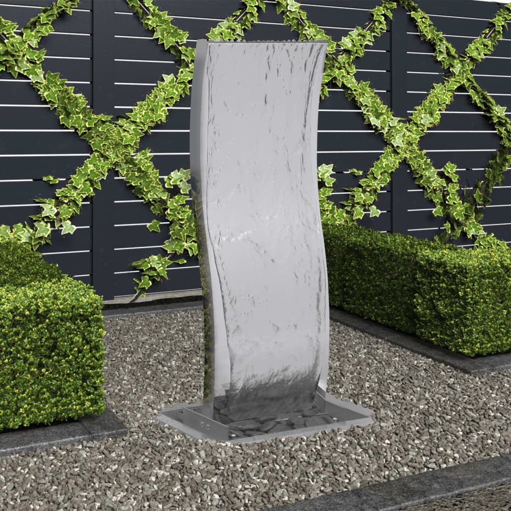 vidaXL Baseino fontanas su siurbliu, nerūdijantis plienas, 90 cm