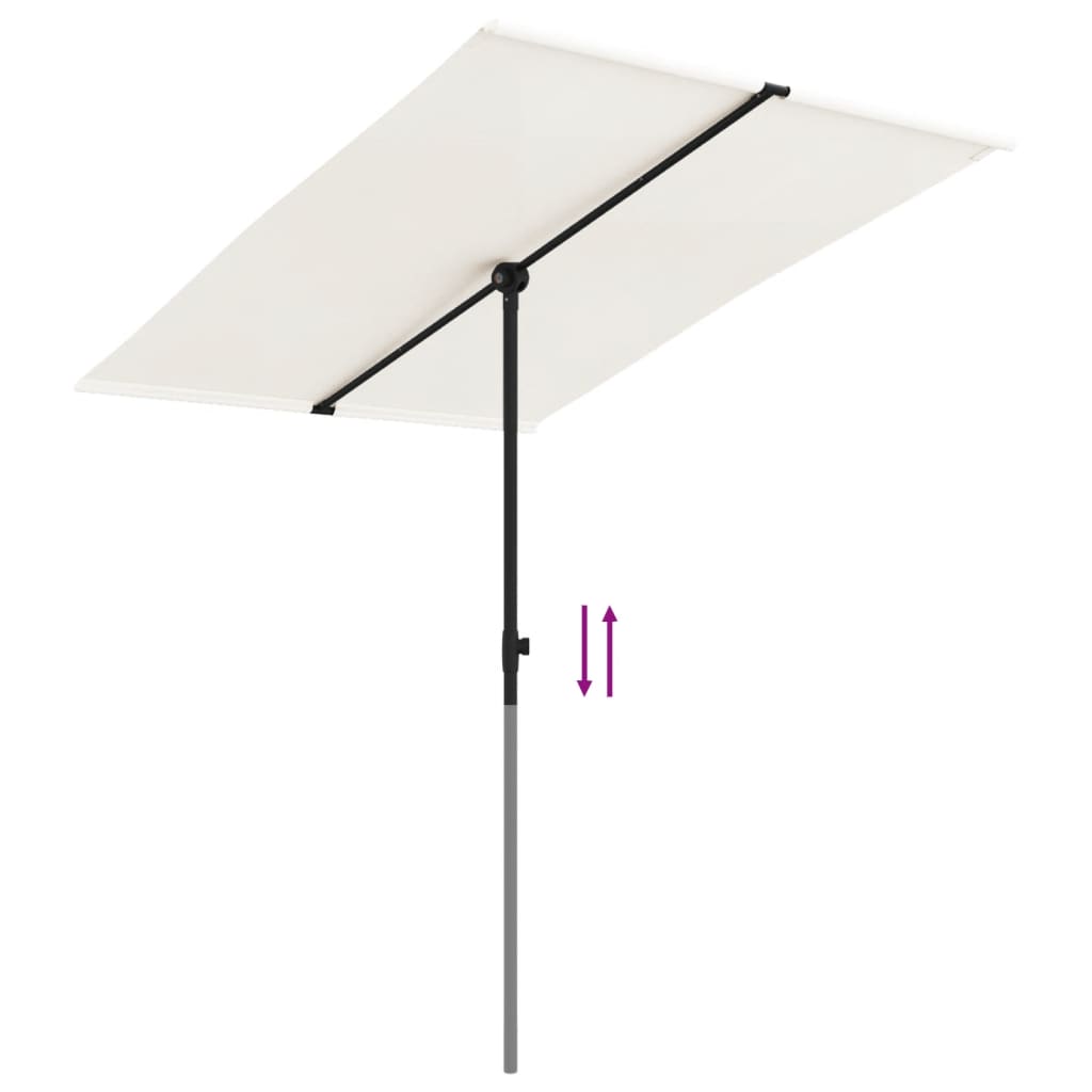 vidaXL Lauko skėtis su aliuminio stulpu, baltos spalvos, 2x1,5m