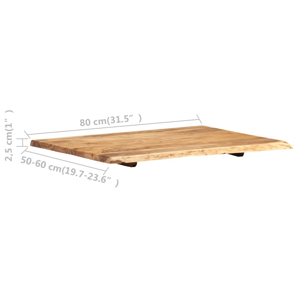 vidaXL Stalviršis, 80x(50-60)x2,5cm, akacijos medienos masyvas
