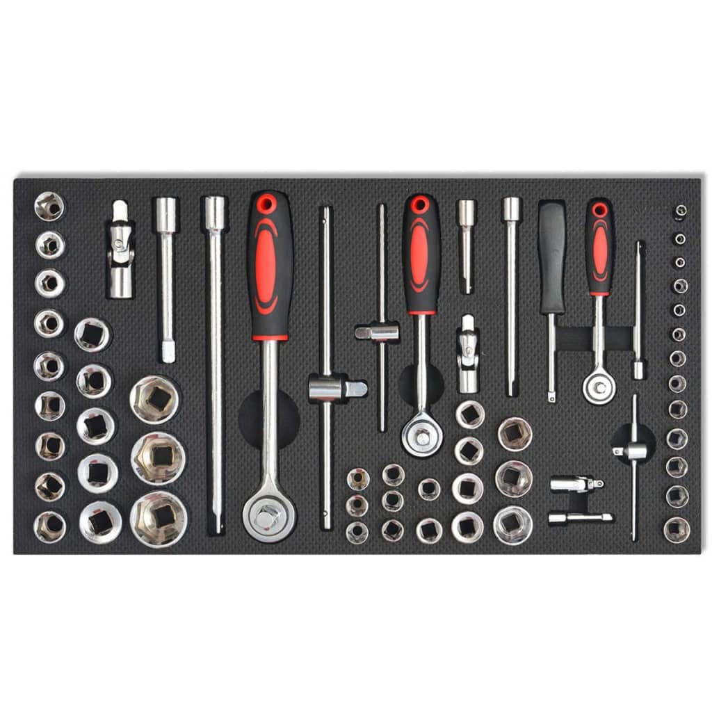 vidaXL Įrankių vežimėlis su 1125 įrankiais, raudonas, plienas