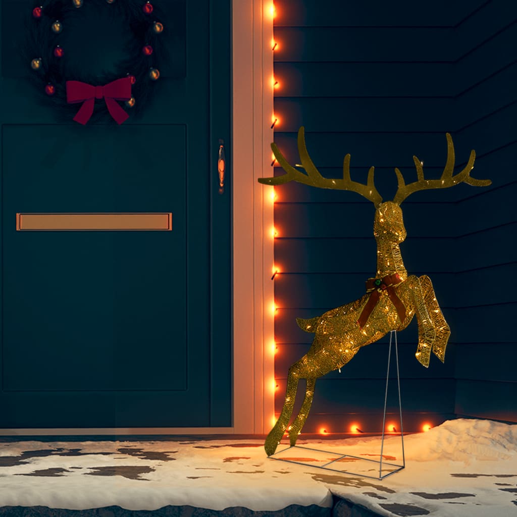 vidaXL Kalėdinė dekoracija skrendantis elnias, auksinis, 120 LED