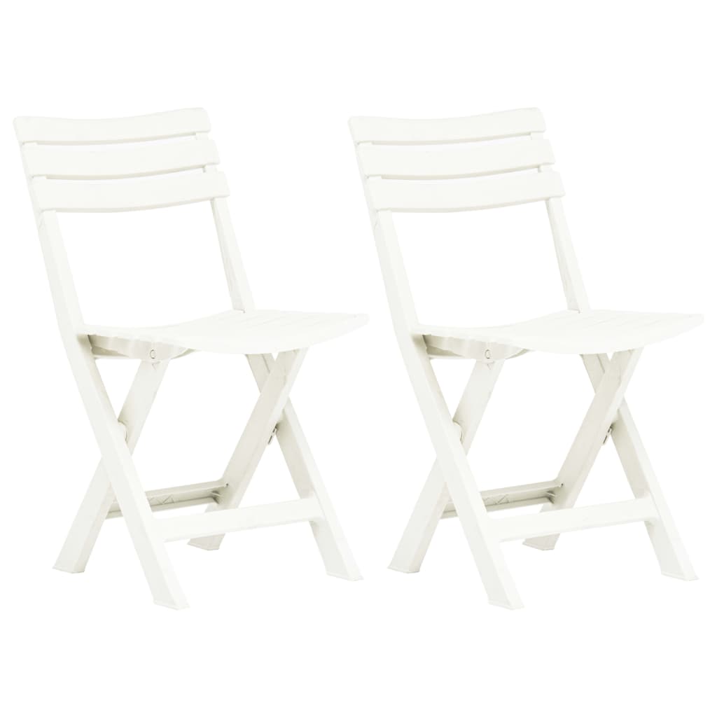 vidaXL Sulankstomos sodo kėdės, 2vnt., baltos spalvos, plastikas