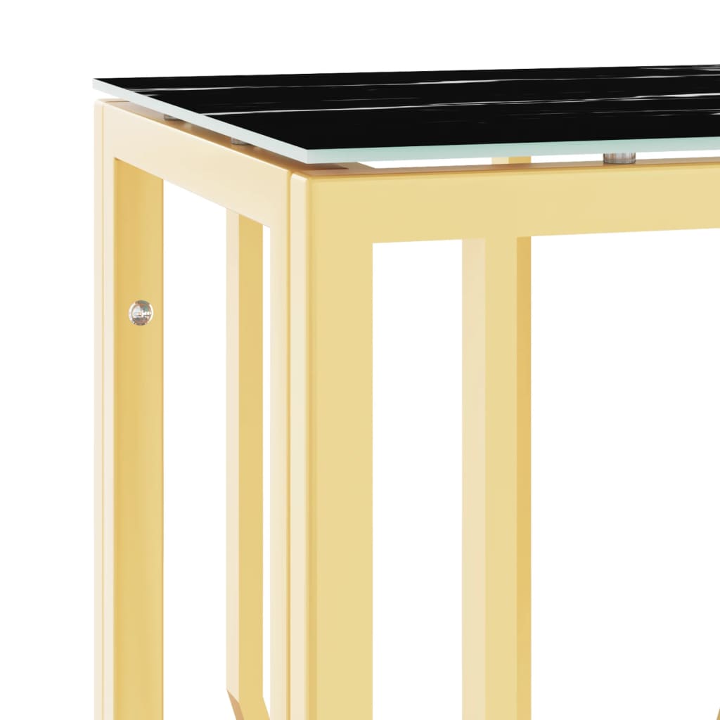 vidaXL Konsolinis staliukas, auksinis, 70x30x70cm, plienas ir stiklas