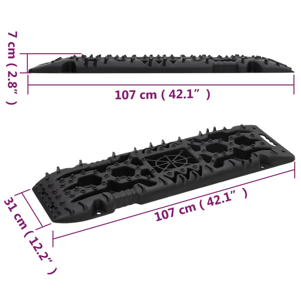 vidaXL Sukibimo kilimėliai, 2vnt., juodi, 107x31x7cm, nailonas