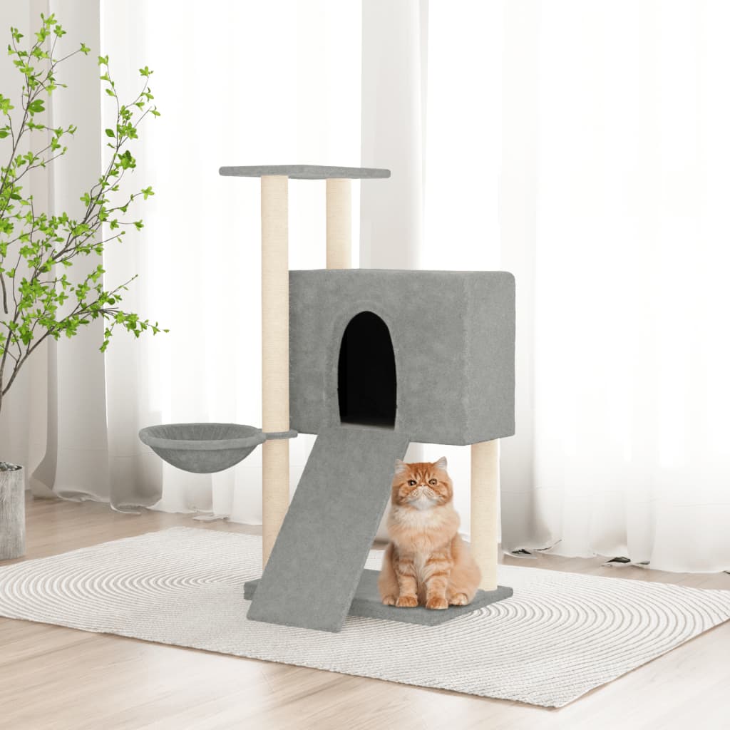 vidaXL Draskyklė katėms su stovais iš sizalio, šviesiai pilka, 96cm