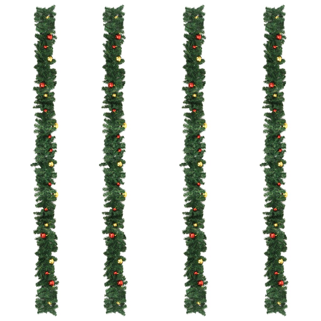 vidaXL Kalėdinės girliandos su žaisl., 4 vnt. žalios sp., 270 cm, PVC