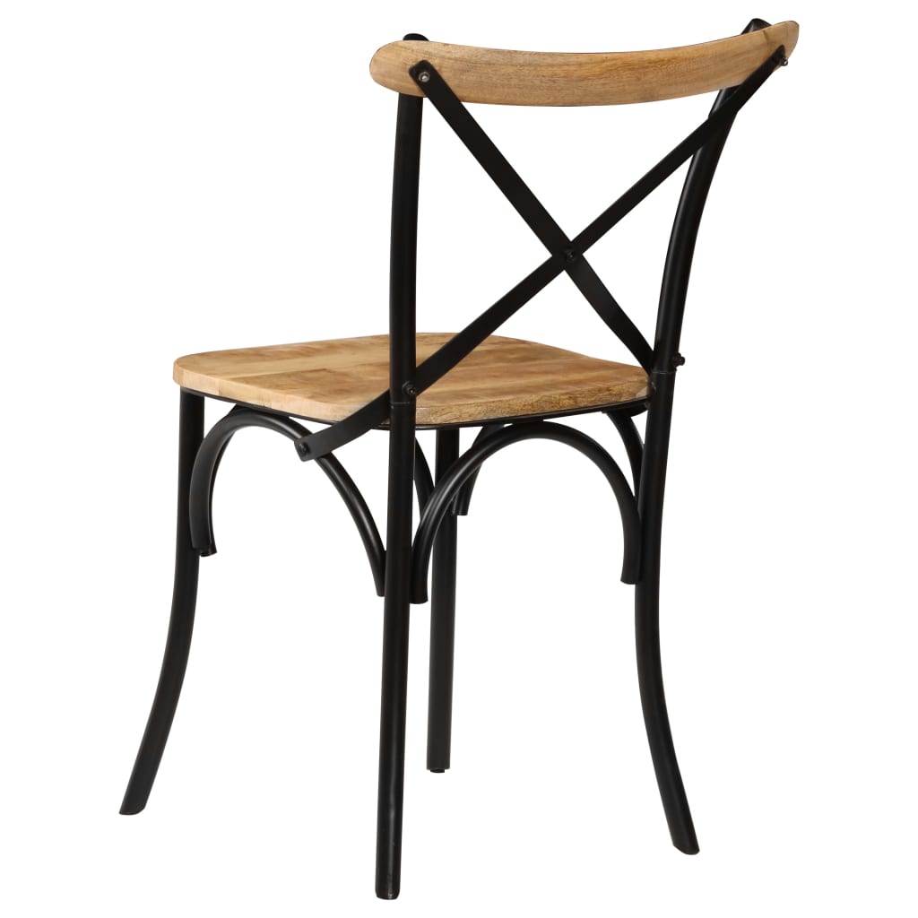 vidaXL Kėdės, 6 vnt., juodos sp., mango med. mas., kryžminio dizaino