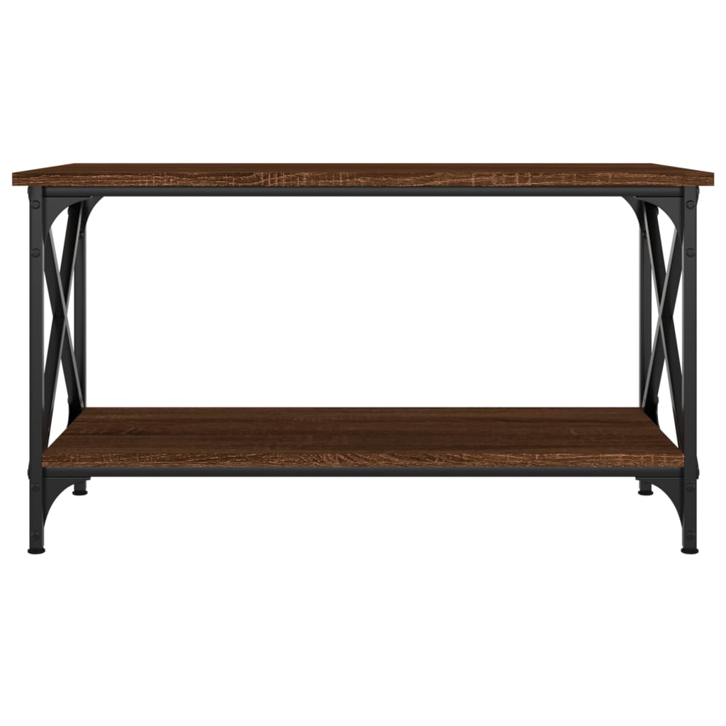 vidaXL Kavos staliukas, rudas ąžuolo, 80x45x45cm, mediena ir geležis