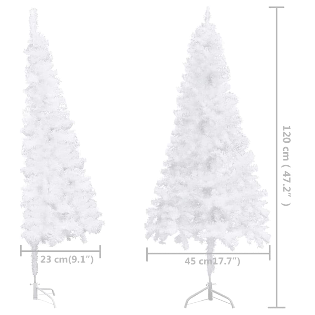vidaXL Dirbtinė kampinė apšviesta Kalėdų eglutė, balta, 120cm, PVC