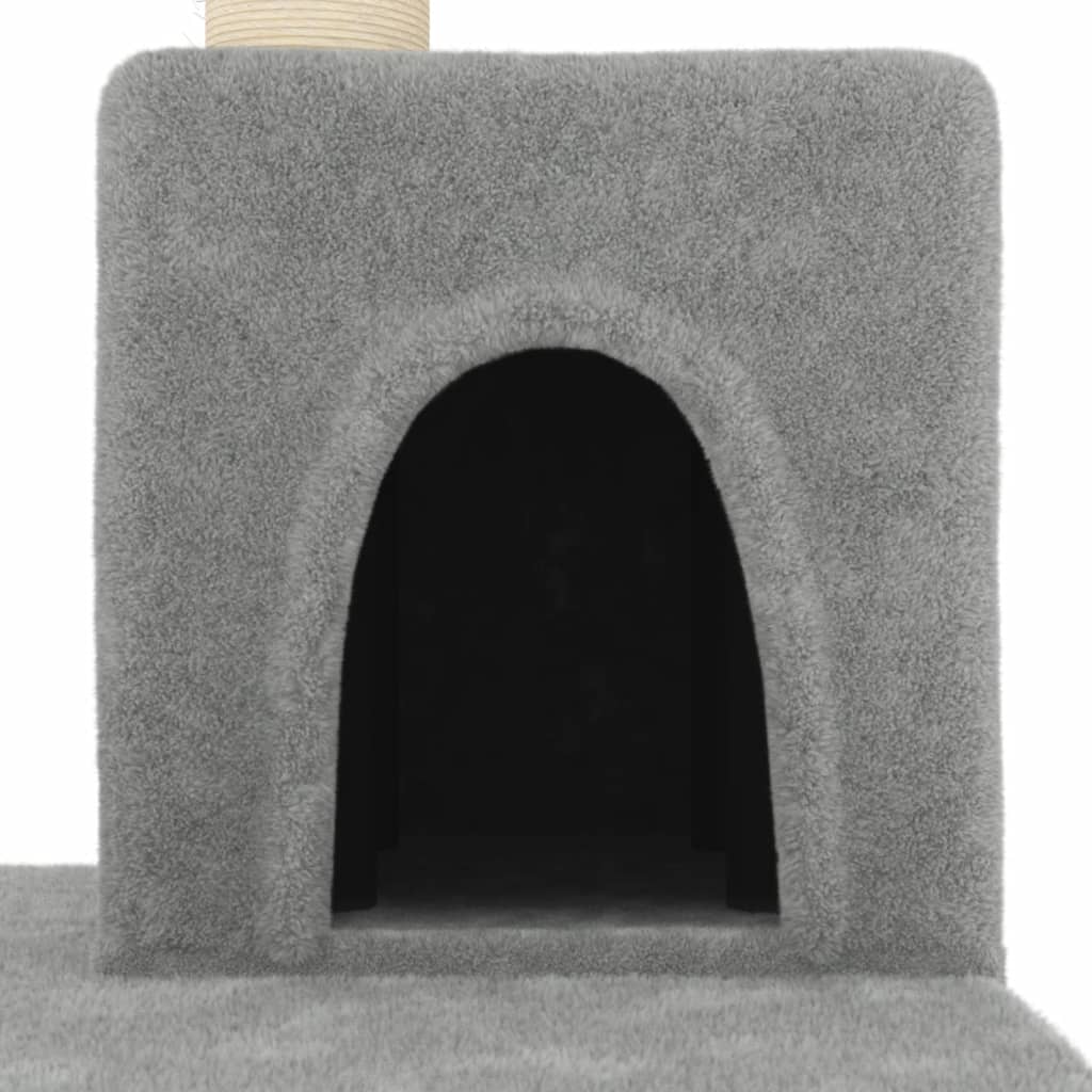 vidaXL Draskyklė katėms su stovais iš sizalio, šviesiai pilka, 123cm