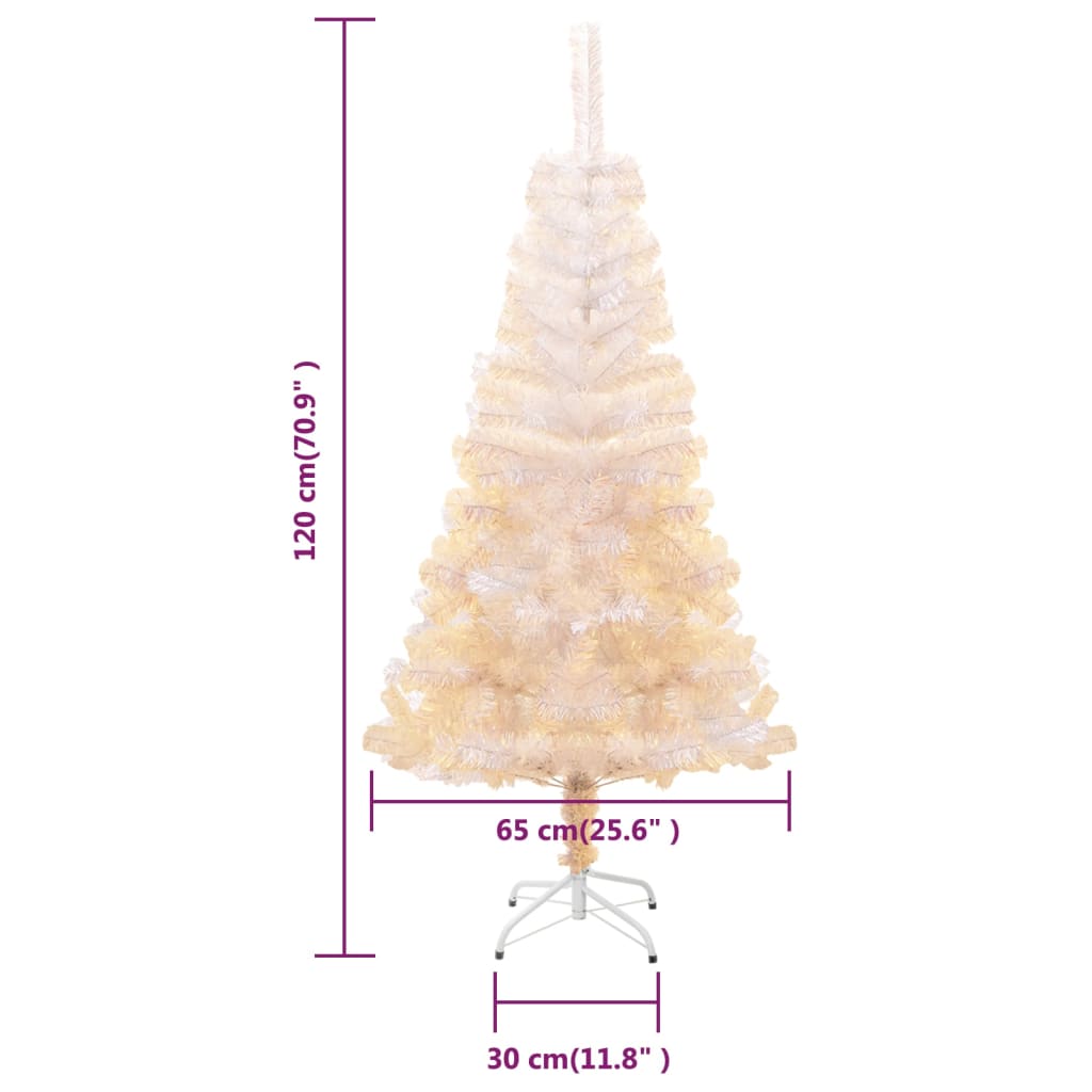 vidaXL Dirbtinė Kalėdų eglutė su spalvotom šakom, balta, 120cm, PVC