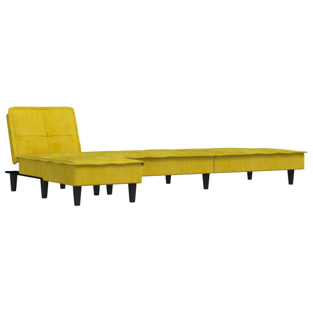 vidaXL L formos sofa-lova, geltonos spalvos, 255x140x70cm, aksomas