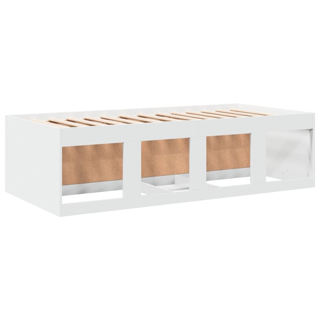vidaXL Lova su stalčiais, baltos spalvos, 90x200cm, apdirbta mediena