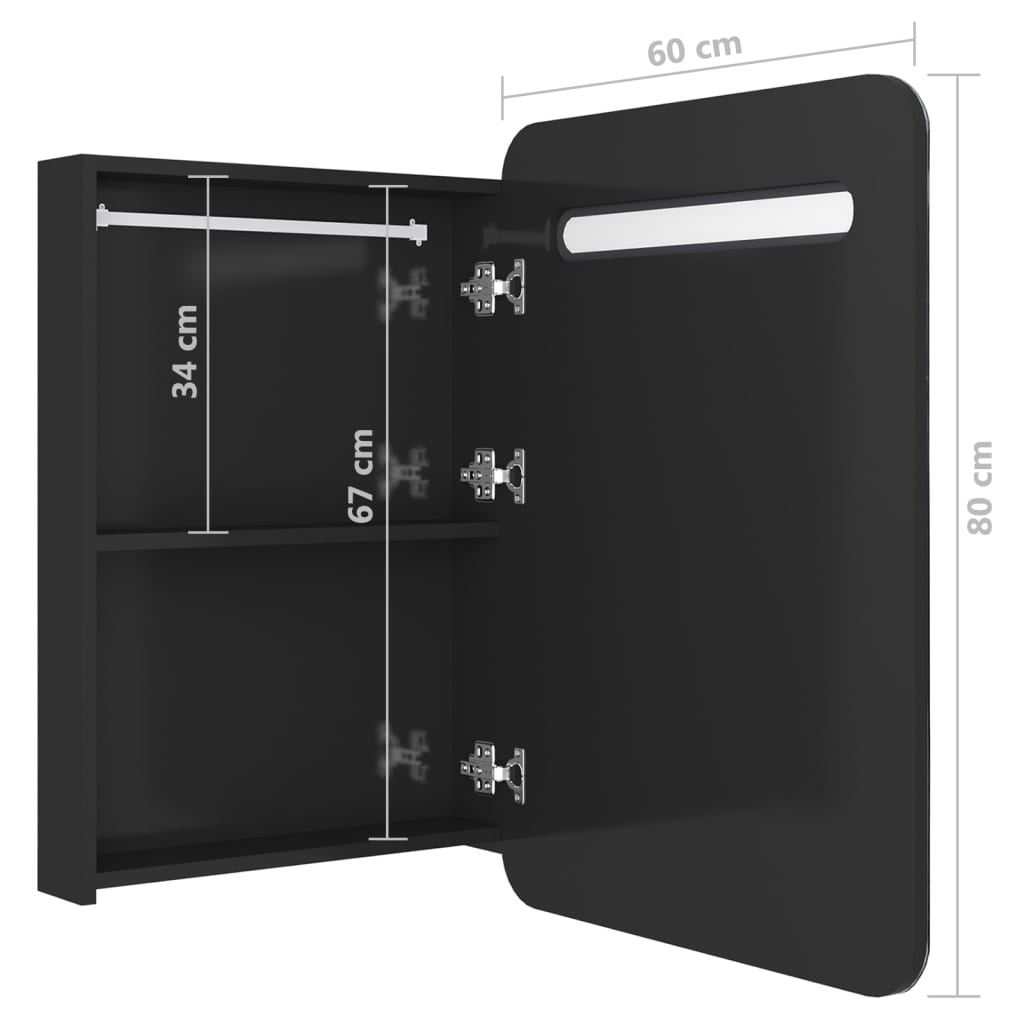 vidaXL Veidrodinė vonios spintelė su LED apšvietimu, juoda, 60x11x80cm