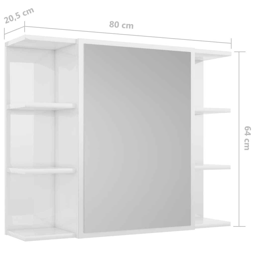 vidaXL Vonios kambario baldų komplektas, 4 dalių, baltas, MDP, blizgus