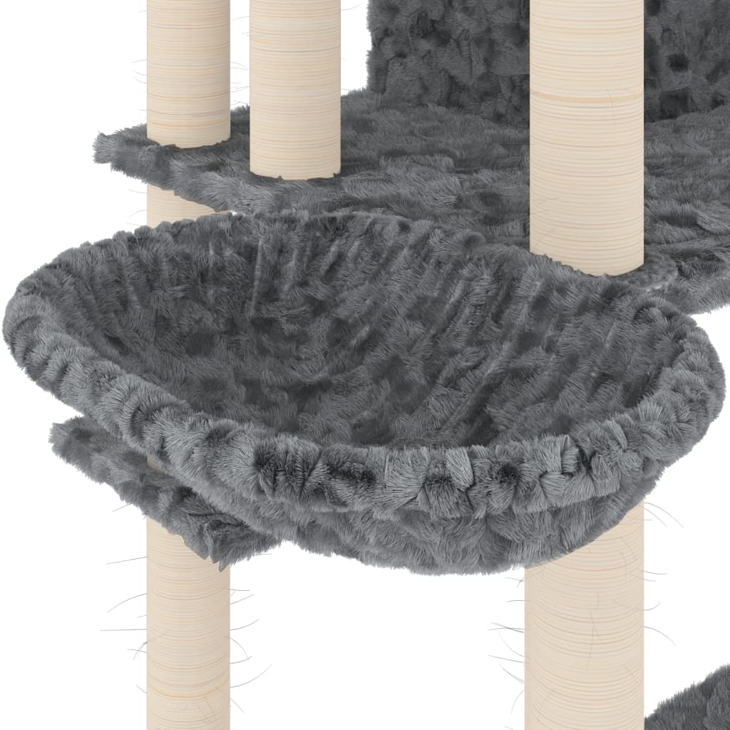 vidaXL Draskyklė katėms su stovais iš sizalio, tamsiai pilka, 191cm