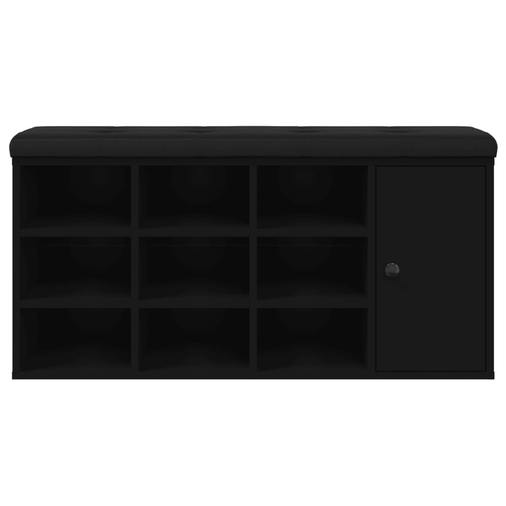 vidaXL Batų suoliukas, juodos spalvos, 102x32x50cm, apdirbta mediena