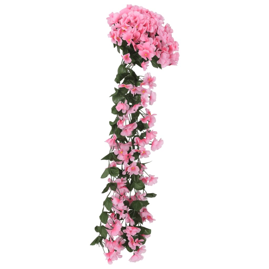 vidaXL Dirbtinių gėlių girliandos, 3vnt., rožinės spalvos, 85cm