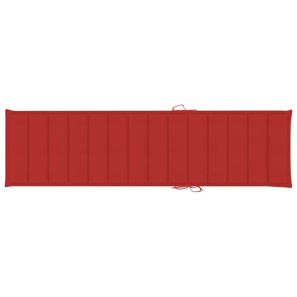 vidaXL Saulės gultai su raudonais čiužinukais, 2vnt., tikmedis