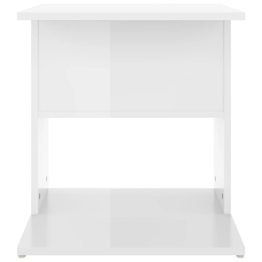 vidaXL Šoninis staliukas, baltos spalvos, 45x45x48cm, MDP, blizgus
